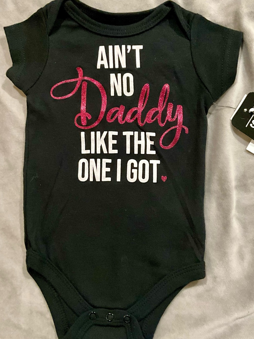 Baby Starters Black Bodysuit with Pink Glitter 'Daddy' Script